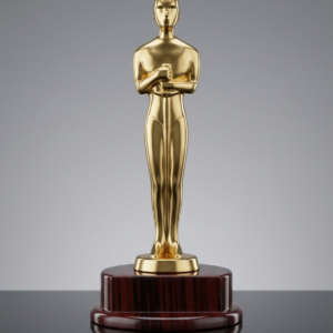 Premium Golden Excellence Achievement Trophy Award (with Mahogany Base)